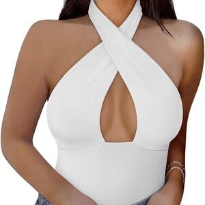 Elegant White Halter Top